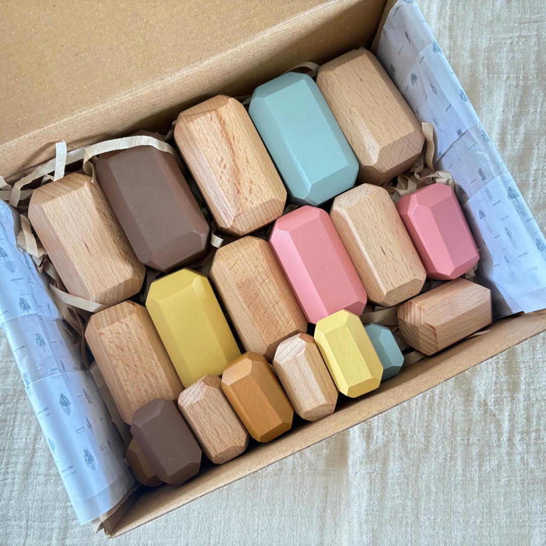 Birch Balance Stones - Set of 20 Wooden Stones for Stacking, Balancing and Open-Ended Play