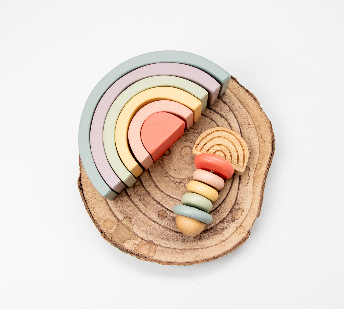Pastel Rainbow Teether and Rattle