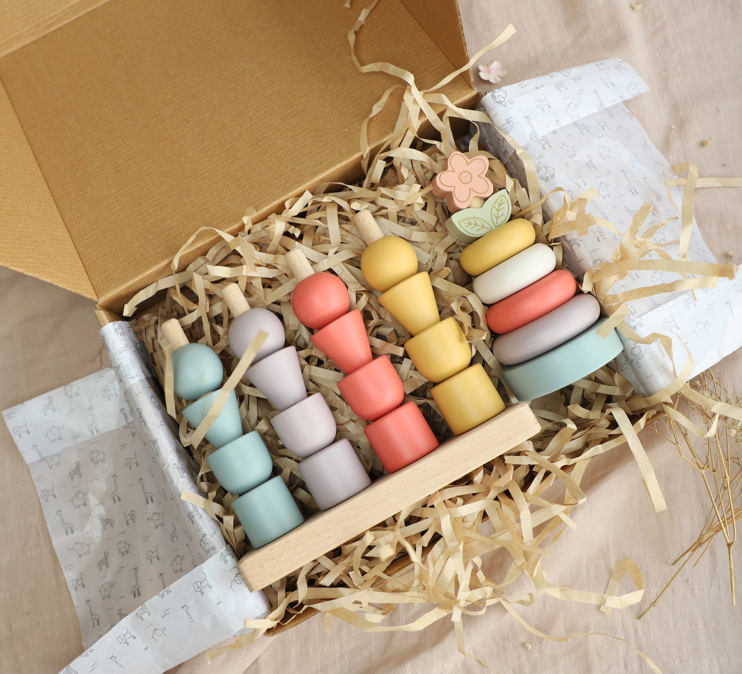 Birch Little Bloom Stacker Set - Pastel Combo (Stackers for Toddlers, Montessori inspired)