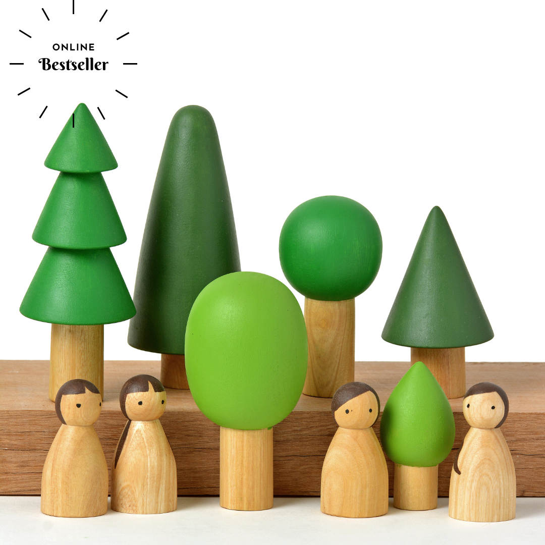 Natural Birch Folk in Evergreen forest