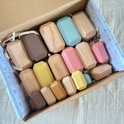 Birch Balance Stones - Set of 20 Wooden Stones for Stacking, Balancing and Open-Ended Play