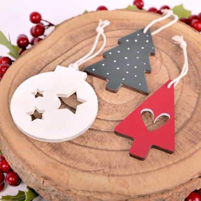 Birch Christmas Ornaments - Set of 6