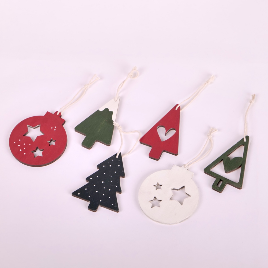 Birch Christmas Ornaments - Set of 6