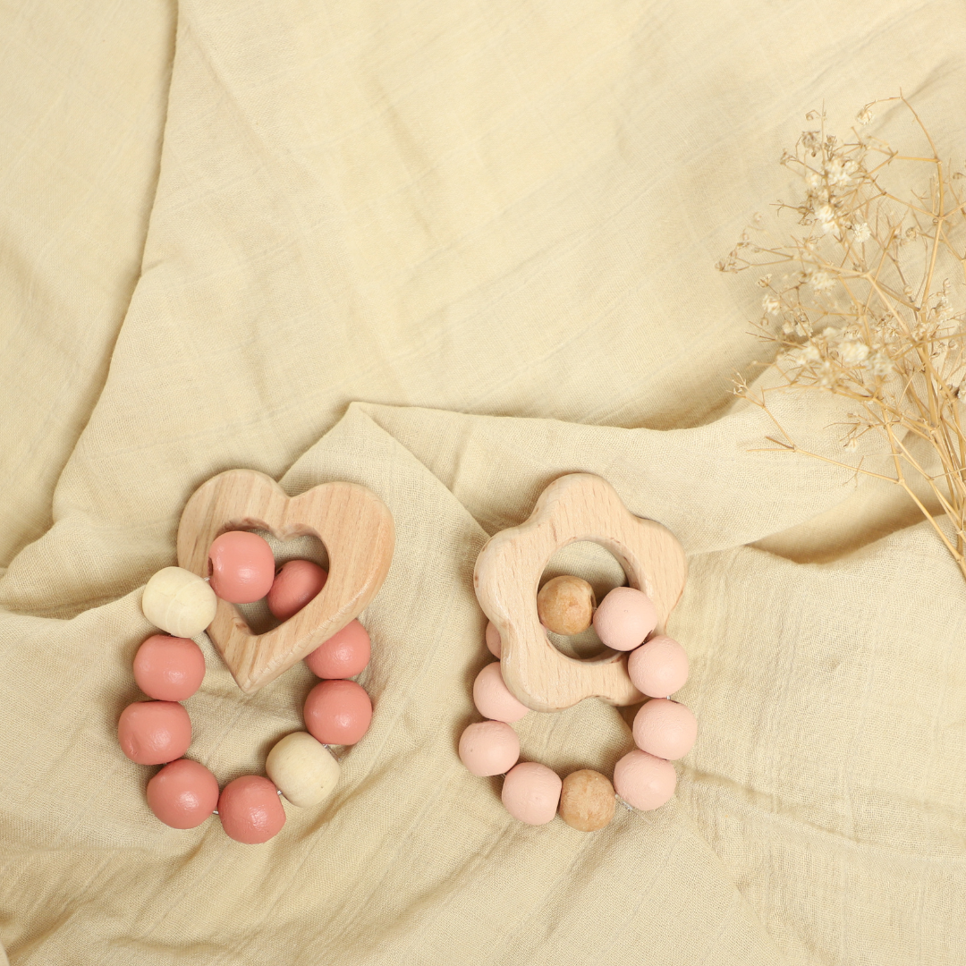 Birch Heart and Bloom Teether Set of 2