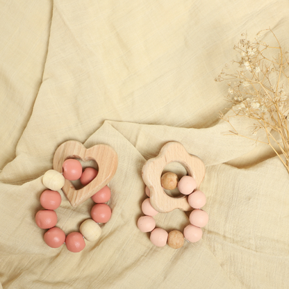 Birch Heart and Bloom Teether Set of 2