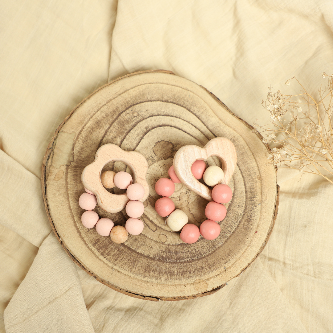 Birch Heart and Bloom Teether Set of 2