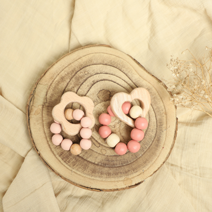 Birch Heart and Bloom Teether Set of 2