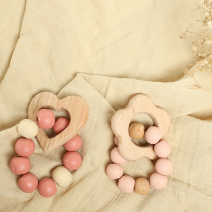 Birch Heart and Bloom Teether Set of 2