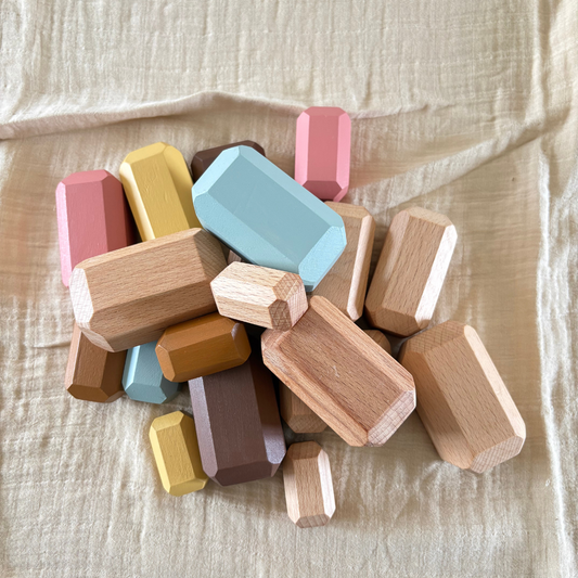 Birch Balance Stones - Set of 20 Wooden Stones for Stacking, Balancing and Open-Ended Play