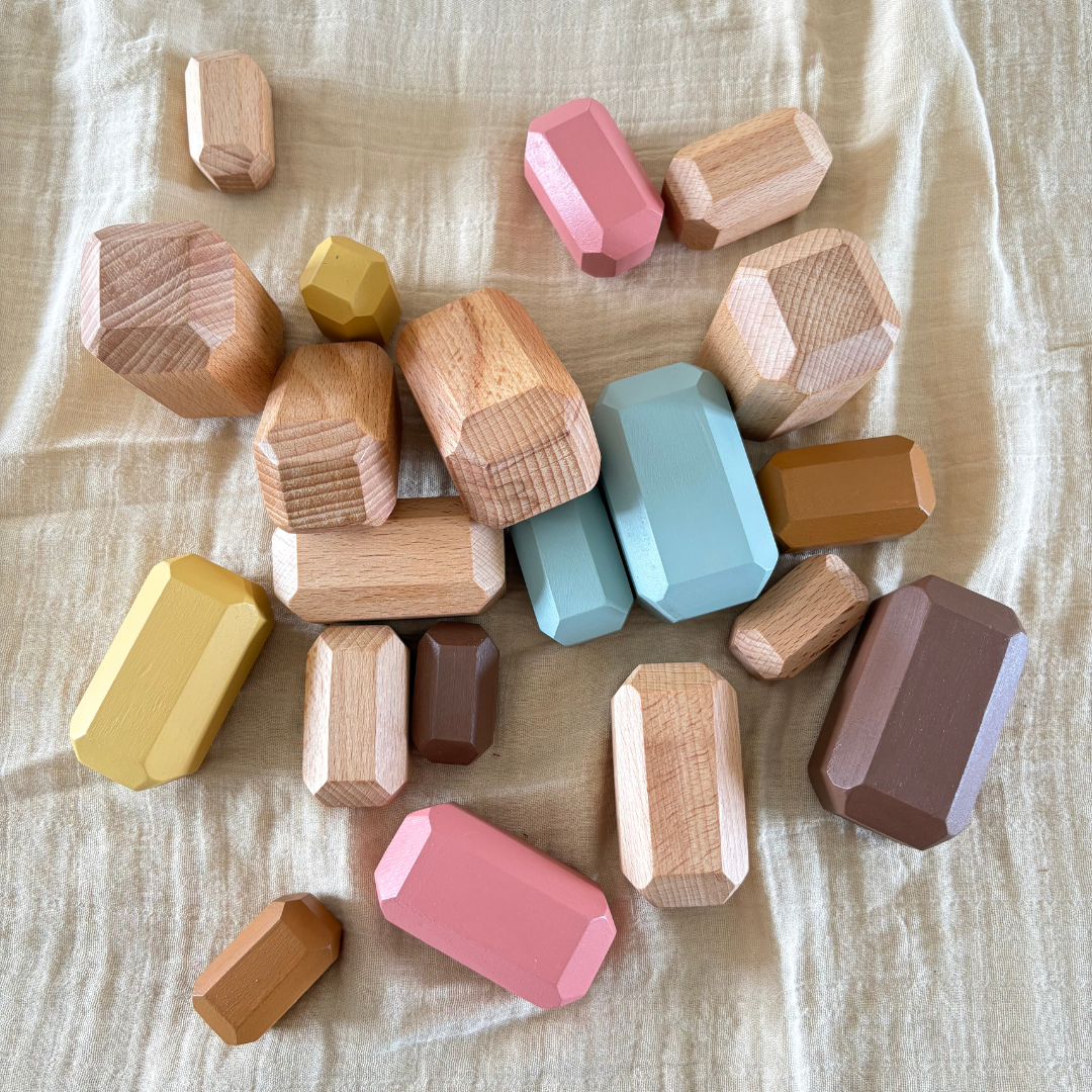 Birch Balance Stones - Set of 20 Wooden Stones for Stacking, Balancing and Open-Ended Play