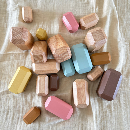 Birch Balance Stones - Set of 20 Wooden Stones for Stacking, Balancing and Open-Ended Play