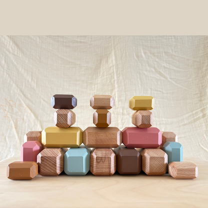 Birch Balance Stones - Set of 20 Wooden Stones for Stacking, Balancing and Open-Ended Play