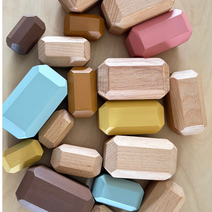 Birch Balance Stones - Set of 20 Wooden Stones for Stacking, Balancing and Open-Ended Play