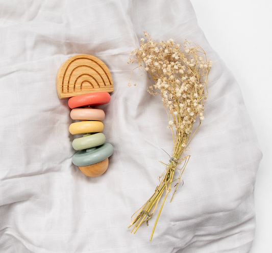 Pastel Rainbow Teether and Rattle
