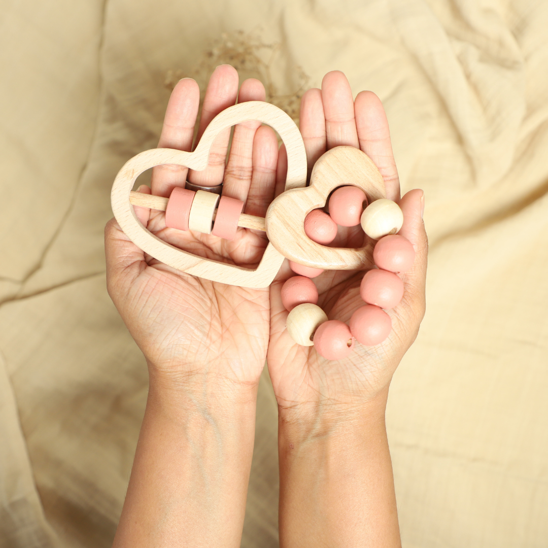 Birch Heart Teether & Rattle Combo
