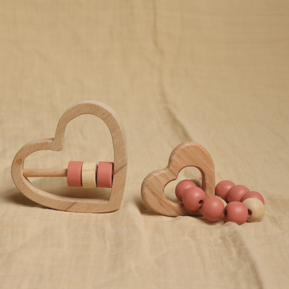 Birch Heart Teether & Rattle Combo