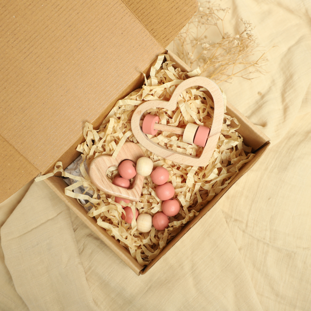Birch Heart Teether & Rattle Combo
