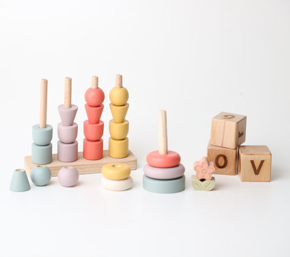 Birch Little Bloom Stacker Set - Pastel Combo (Stackers for Toddlers, Montessori inspired)