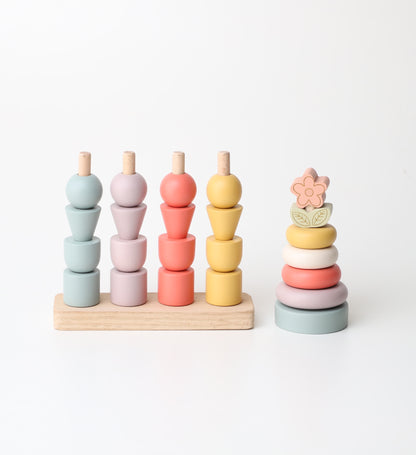 Birch Little Bloom Stacker Set - Pastel Combo (Stackers for Toddlers, Montessori inspired)