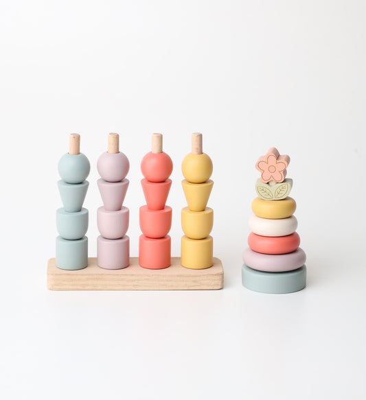 Birch Little Bloom Stacker Set - Pastel Combo (Stackers for Toddlers, Montessori inspired)