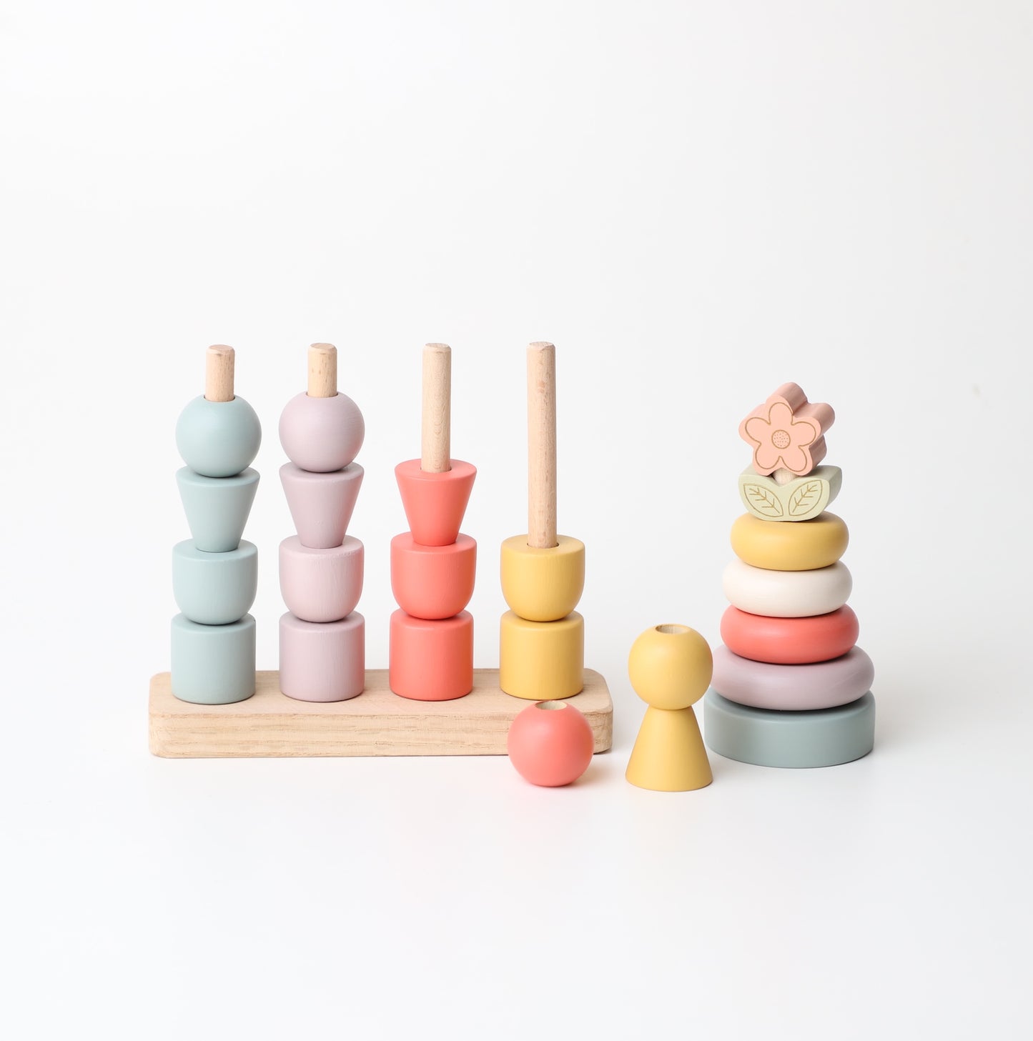 Birch Little Bloom Stacker Set - Pastel Combo (Stackers for Toddlers, Montessori inspired)