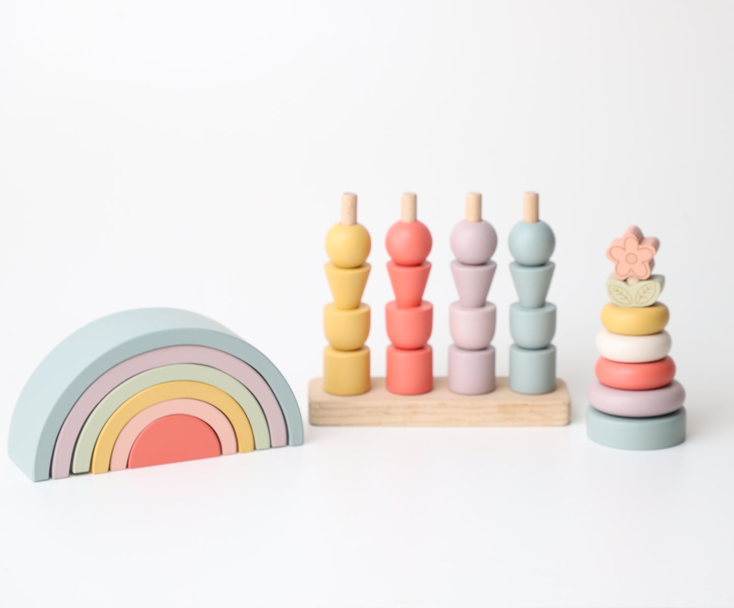 Birch Little Bloom Stacker Set - Pastel Combo (Stackers for Toddlers, Montessori inspired)