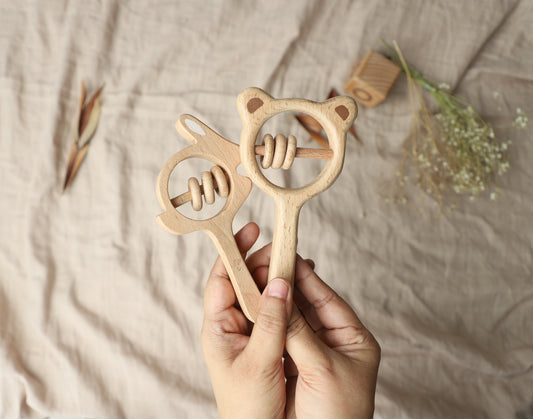 Birch Rattle Set – Bear & Bunny (Set of 2)