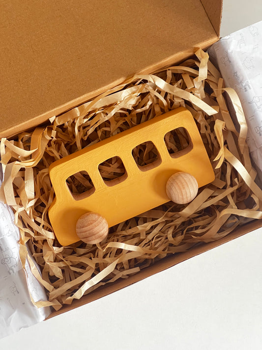 Birch School Bus Roller Toy - 1+ years