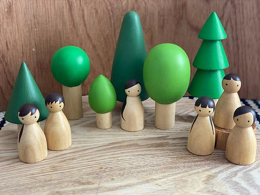 Natural Birch Folk in Evergreen forest