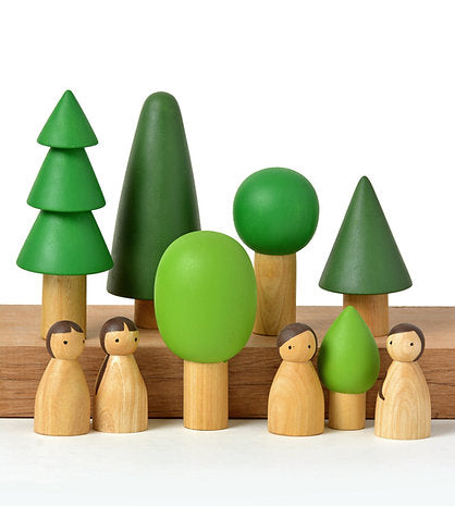 Natural Birch Folk in Evergreen forest