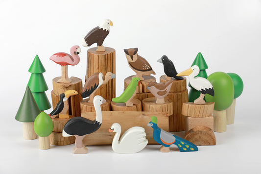 Birch Flock of Birds - Set of 12